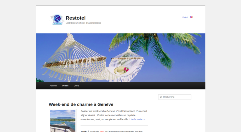 Capture d'écran de la page d'accueil de Restotel.net