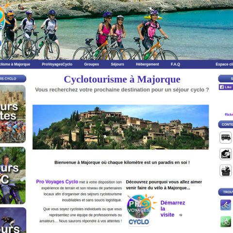 Capture d'écran de la page d'accueil de Velo Majorque